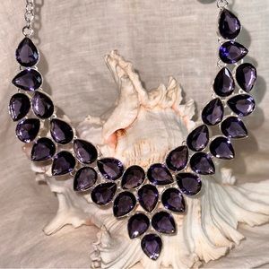 Austrian Amethyst gemstone cluster statement necklace